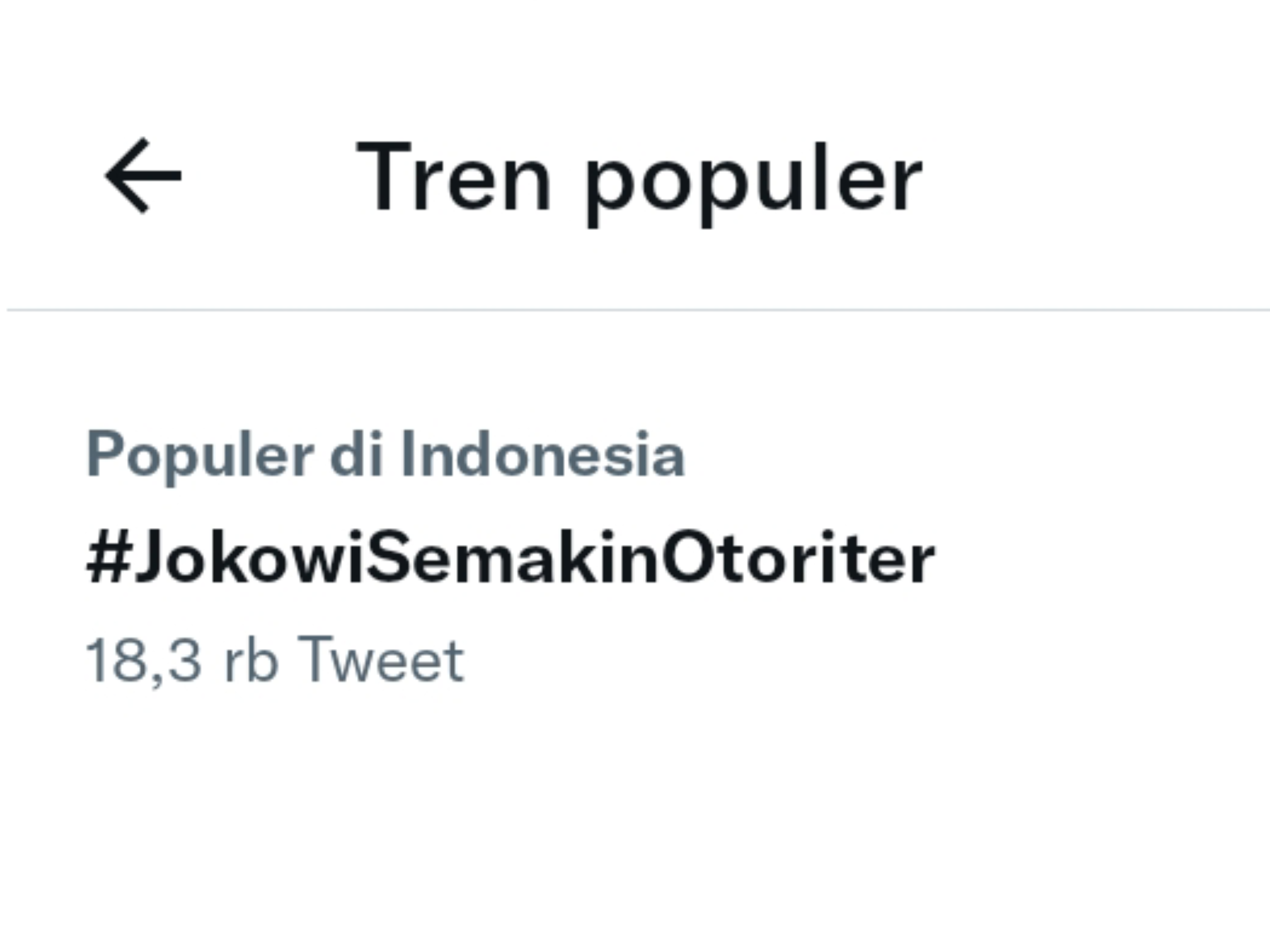 Lagi, Hastag #JokowiSemakinOtoriter Hiasi Trending Topic Twitter Indonesia