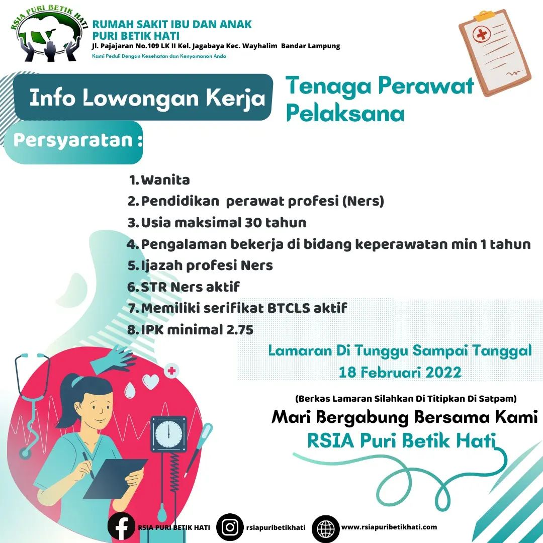Lowongan Kerja di RSIA Puri Betik Hati