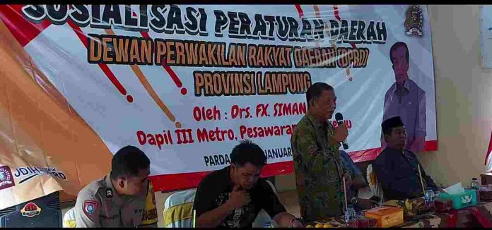 FX. Siman Anggota DPRD Lampung Hadirkan Dua Narasumber Bedah Perda Rembug Desa