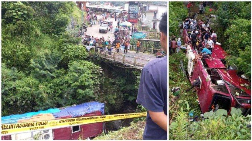 Viral ! Video Bus Melaju di Turunan Tanpa Sopir dan Terjun ke Jurang di Tegal, 1 Orang Tewas