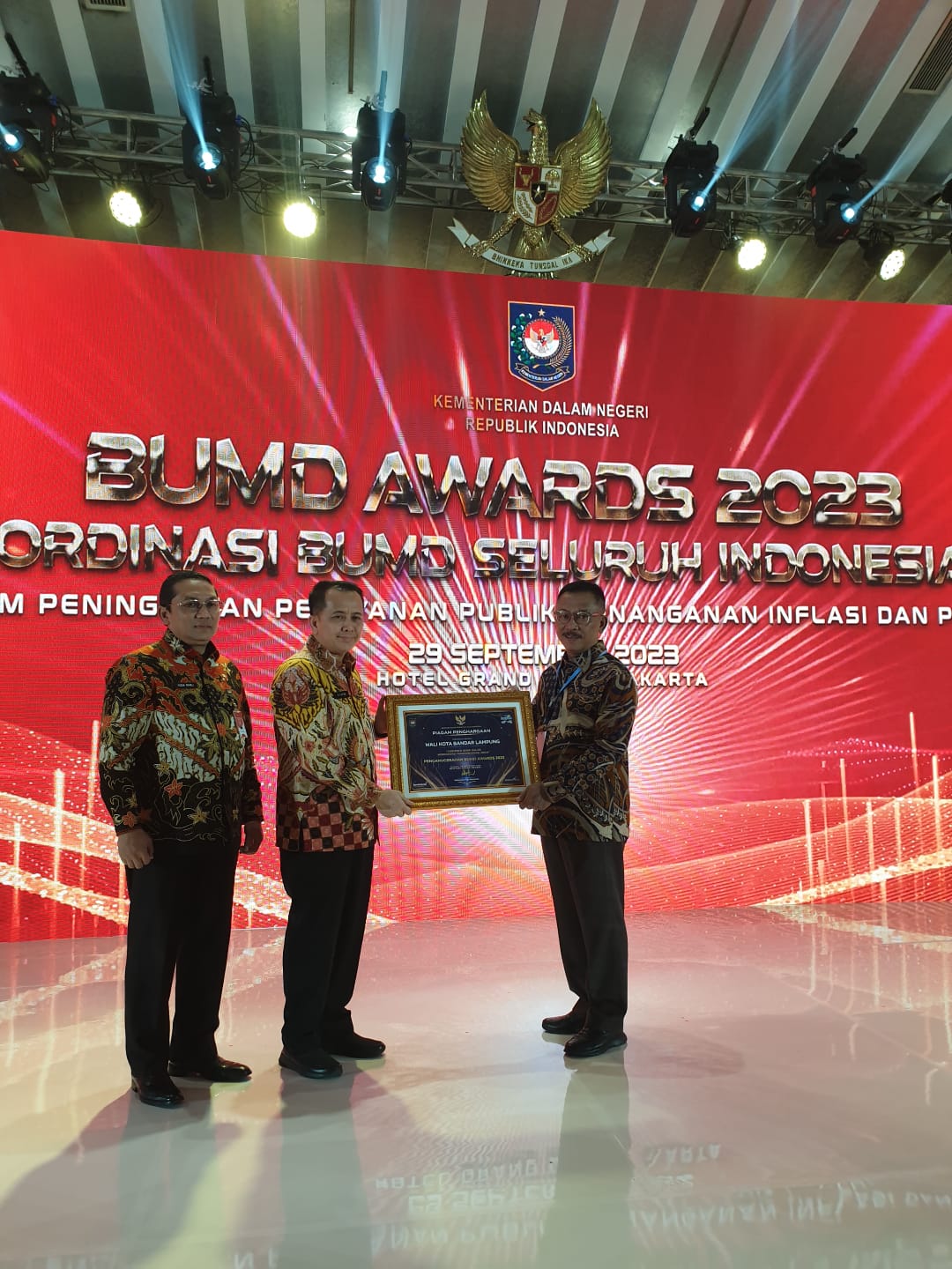 Pemkot Bandar Lampung Hadiri Acara Penghargaan BUMD Awards dan Rakor BUMD 2023