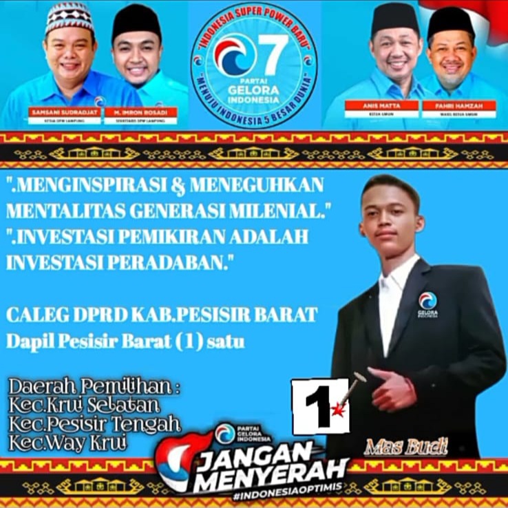 BUDI KLANA, Caleg Partai GELORA INDONESIA, Muda, Cerdas, Akademisi, Berprestasi