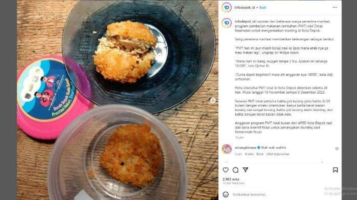 Viral ! Bantuan Makan Stunting di Depok Dana Rp 4,4 M Hanya Berisi Tahu-Nugget