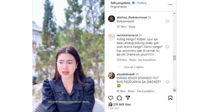 Dinilai Lebih Pro ke Israel, Artis Felicya Angelista Dihujat Nitizen