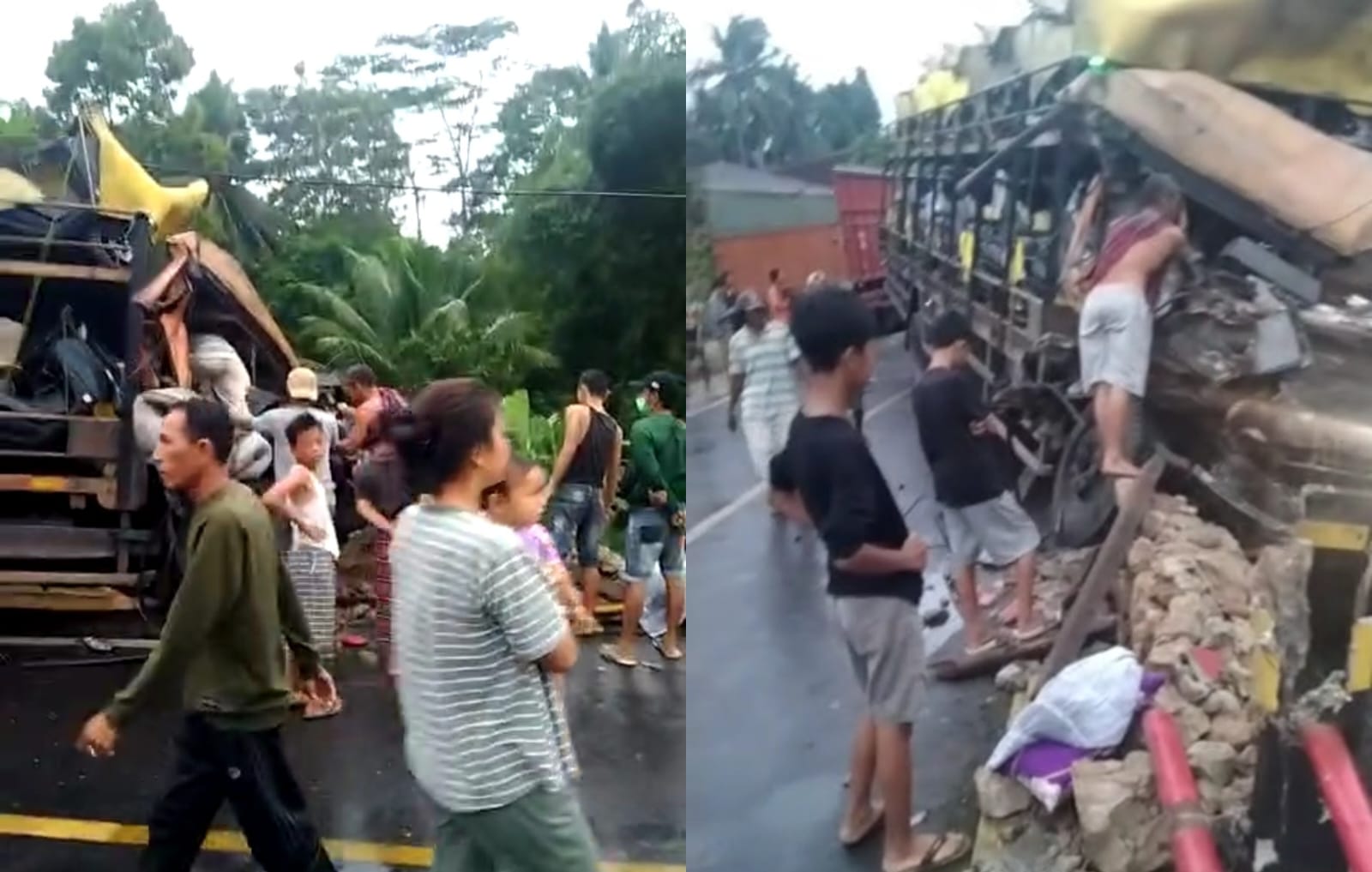 Truk Pengangkut Puluhan Motor Baru Kecelakaan di Jalinbar Tanggamus