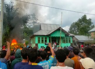 Ribuan Massa Demo Terkait Teror Harimau Sumatera, Kantor TNBBS Resort Suoh Dibakar