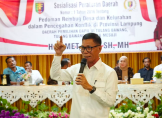 Wakil Ketua II DPRD Provinsi Lampung, Bapak Ismet Roni, S.H., M.H., Laksanakan Sosialisasi Peraturan Daerah Tentang Pedoman Rembug Desa dan Kelurahan dalam Pencegahan Konflik