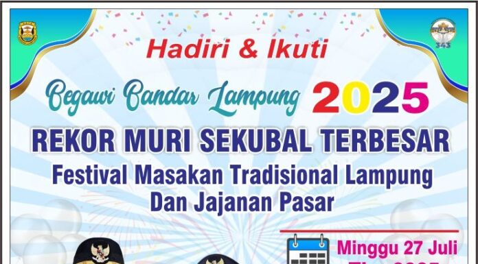 Pemerintah Kota Bandar Lampung Gelar “Begawi Bandar Lampung 2025” dan Targetkan Rekor MURI Sekubal Terbesar
