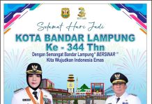 SELAMAT HARI JADI KOTA BANDAR LAMPUNG KE-344 TAHUN Dengan Semangat Bandar Lampung Bersinar, Kita Wujudkan Indonesia Emas